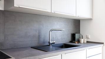 Classic Apartment | Private kitchen | Mini-fridge, oven, stovetop, dishwasher