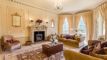 Televisie, een open haard, een tafeltennistafel en boeken