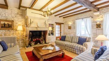 Télévision, cheminée, lecteur de DVD, table de tennis de table