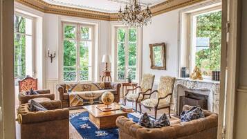 Cheminée, lecteur de DVD, table de tennis de table