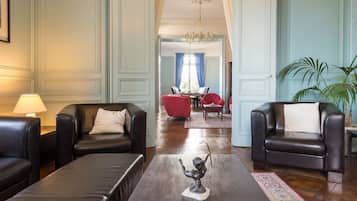 Télévision, cheminée, lecteur de DVD