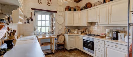 Fridge, dishwasher, blender, toaster oven