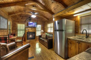 TV, fireplace, DVD player, foosball - Stone Creek: Cozy, Pet Friendly Cabin Overlooking a Beautiful Mountain Stream beside Gatlinburg (Gatlinburg)