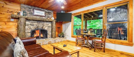 TV, fireplace, DVD player