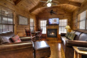 Televisión, chimenea, reproductor de DVD y futbolito 