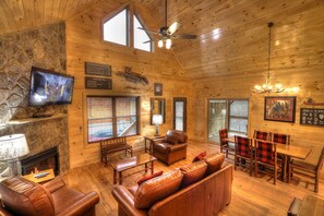 TV, fireplace, video games