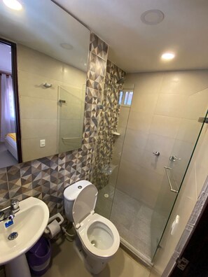Dusche, Regendusche, Haartrockner, Handtücher