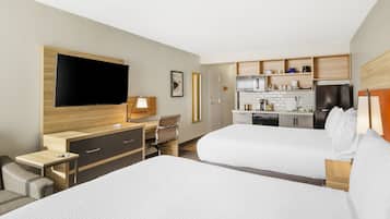 Desk, free WiFi, bed sheets