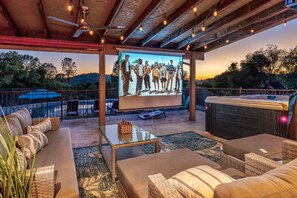 Terrace/patio - Mountain Elegance w/ pool, spa, projector (Coarsegold)