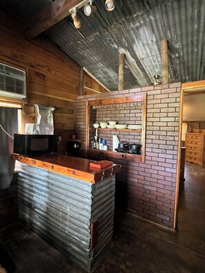 Fridge, microwave, coffee/tea maker