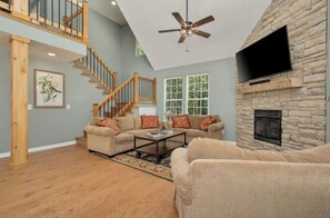 Smart TV, fireplace, video games, books