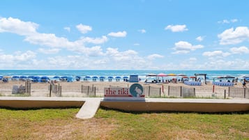 On the beach, beach towels