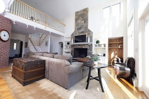 Smart TV, fireplace, video games, books