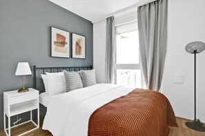 1 bedroom, iron/ironing board, WiFi, bed sheets - Dreamy Leopoldstadt 1BR w/ Gym, Balcony & Shops, near U2, by Blueground (Vienna)