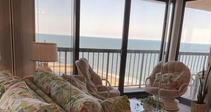 Beautiful beach and bay view at SeaWatch ocean condo.