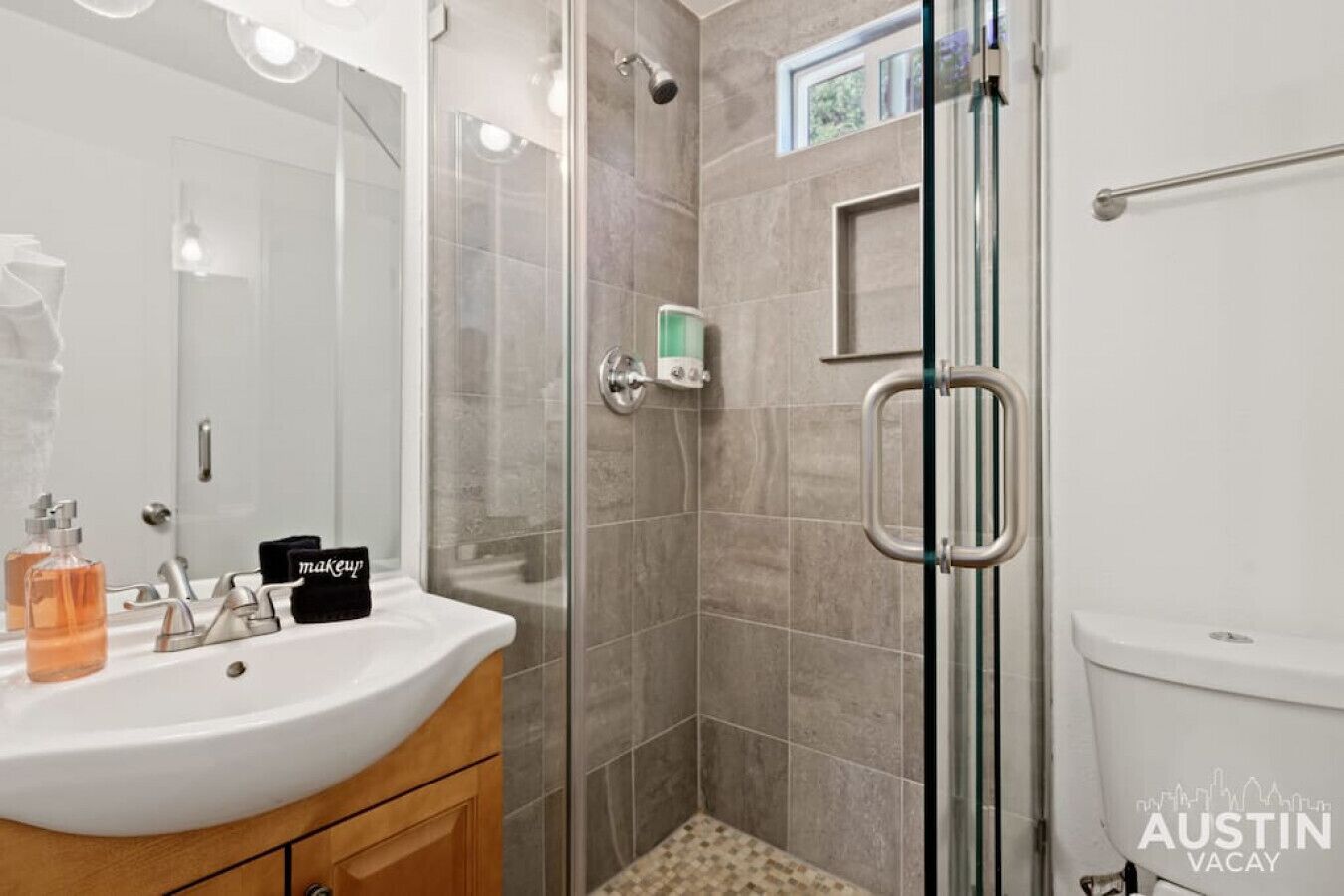 Eco-friendly toiletries, hair dryer, towels, soap