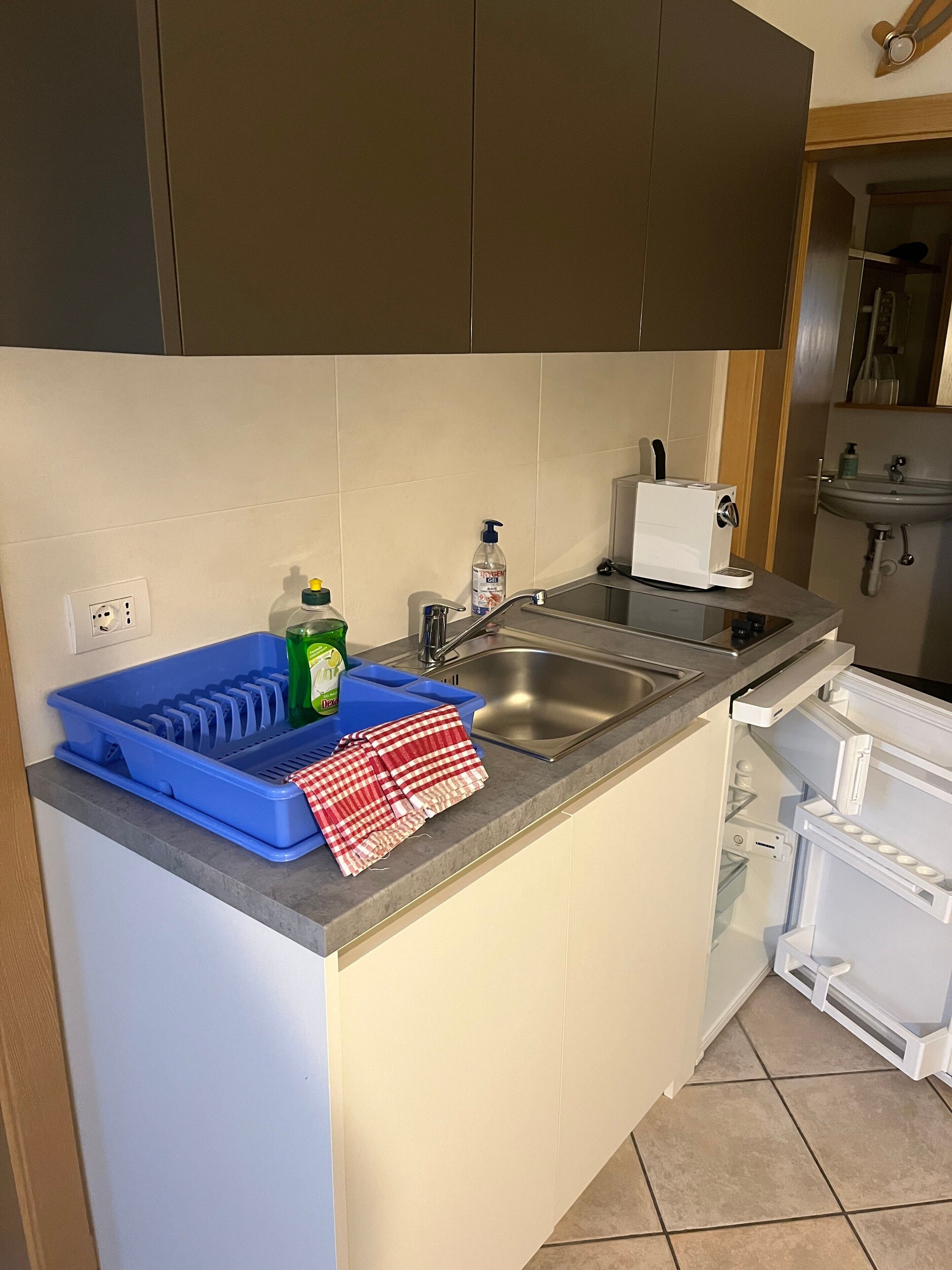 Kühlschrank, Mikrowelle, Herdplatte, Geschirrspüler