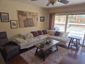 TV connectée, cheminée, livres