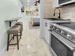 Microwave, oven, stovetop, coffee/tea maker