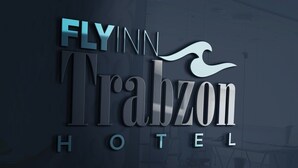 Logotipo do Flying Inn Trabzon Hotel, com design estilizado de pássaro.