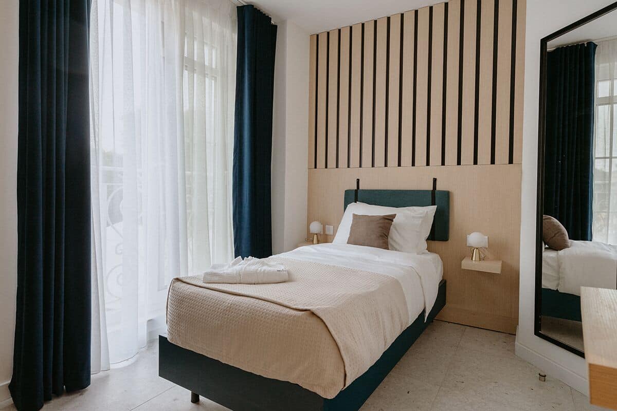 Single Room (with French window) | Memory foam beds, free minibar items, in-room safe