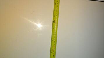 Combined shower/tub, hair dryer, towels, soap