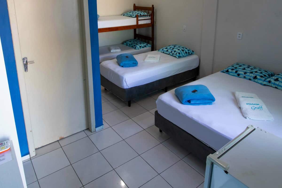 Desk, laptop workspace, free WiFi, bed sheets
