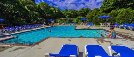 Alberca techada y alberca al aire libre