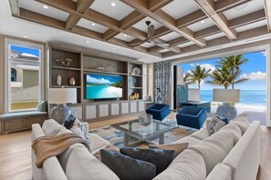 Smart-TV, Kamin, Videospiele, Tischtennisplatte