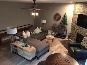 Smart TV, fireplace, video games