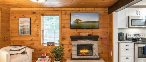 Téléviseur, foyer, livres