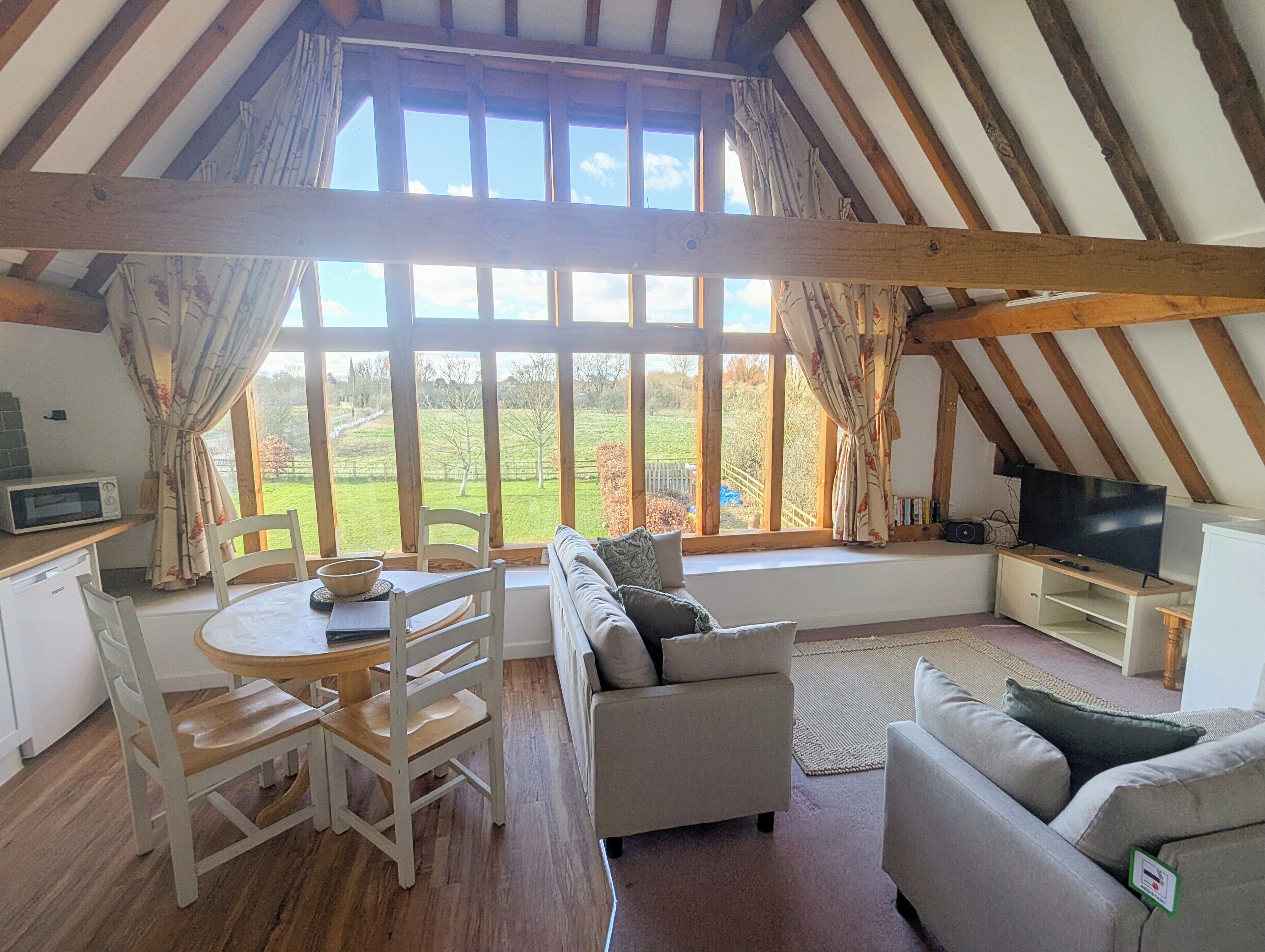 Comfort Apartment | Living area | 28-inch flat-screen TV with satellite channels