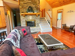 Smart TV, fireplace, video games, books