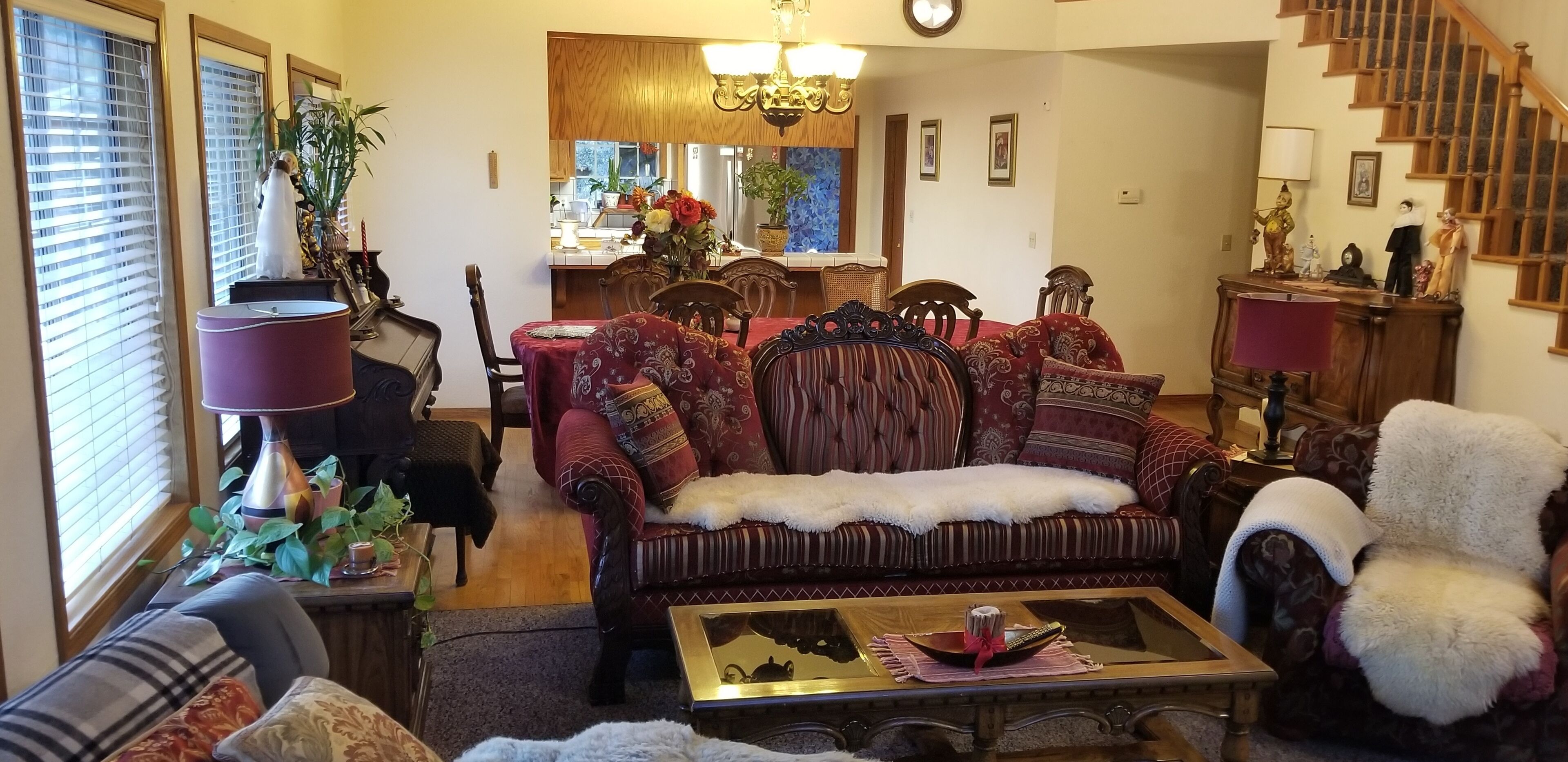 Smart TV, fireplace, DVD player, books