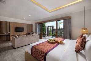 Minibar, tempat tidur lipat/tambahan, Wi-Fi gratis, dan seprai linen