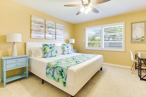 3 bedrooms, desk, iron/ironing board, travel crib