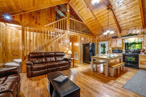 Smart TV, fireplace, video games, DVD player