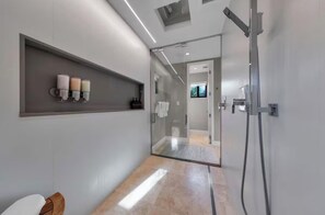Tina con regadera, tina de hidromasaje, secadora de cabello, bidet 