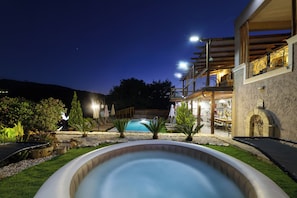 Deluxe Villa, Pool Access, Mountain View | Private spa tub - Villa Fisi 1 - Pool, Hot Tub & Mountain View (Mylopotamos)