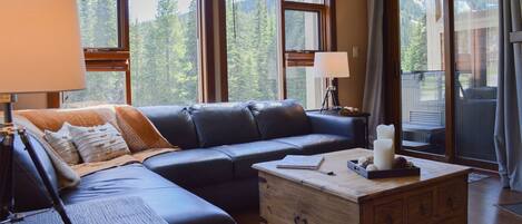 Télévision, cheminée, chaîne hi-fi