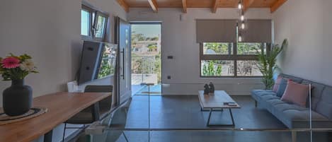 Villa | Woonruimte | Een 55-inch smart-tv met digitale zenders, televisie en Netflix