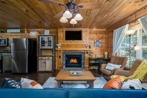 Televisión, chimenea