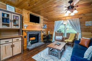 TV, fireplace