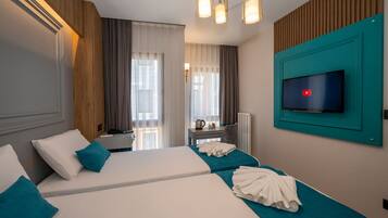 In-room safe, desk, laptop workspace, soundproofing