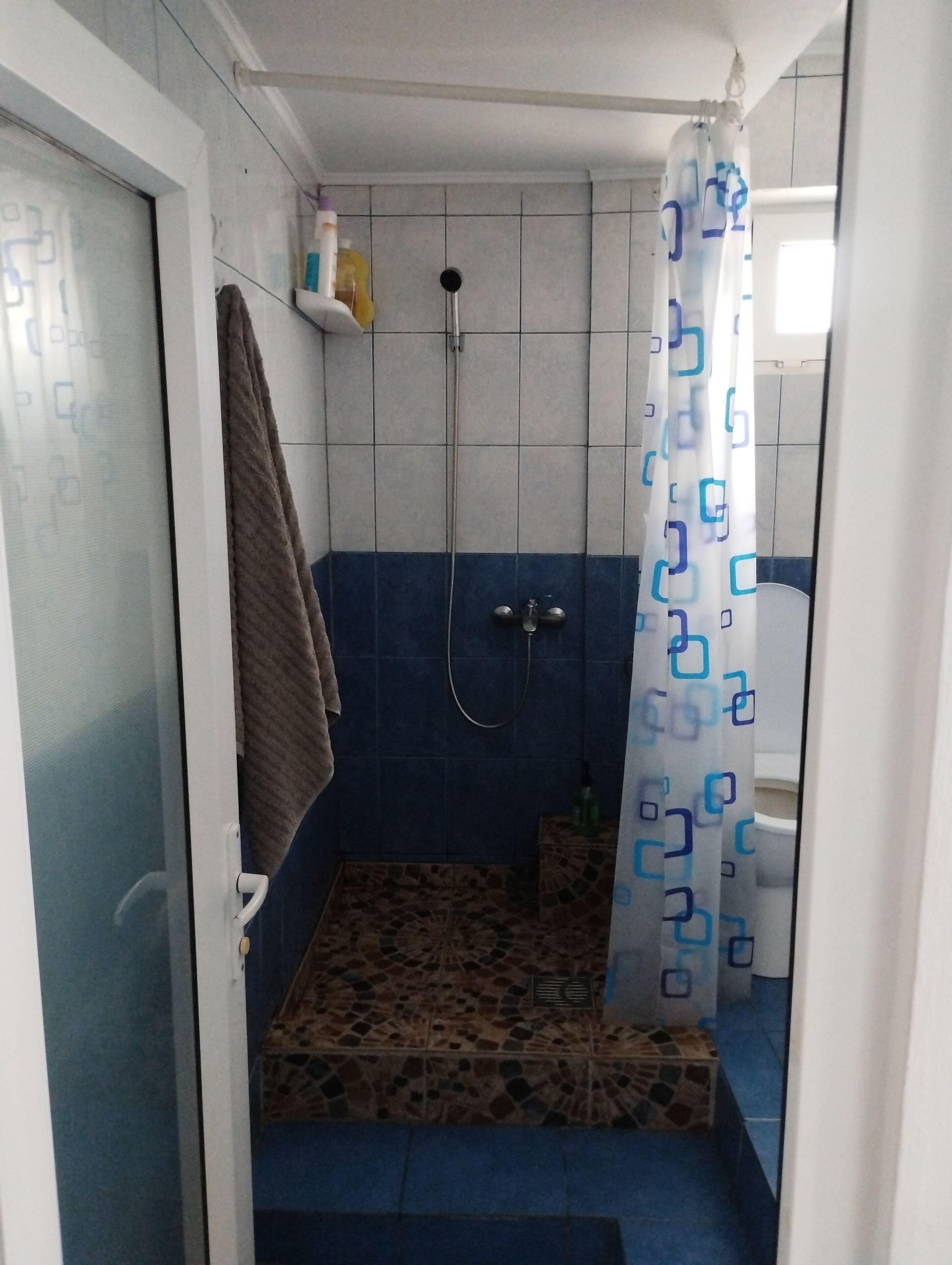 シャワー、タオル、トイレットペーパー