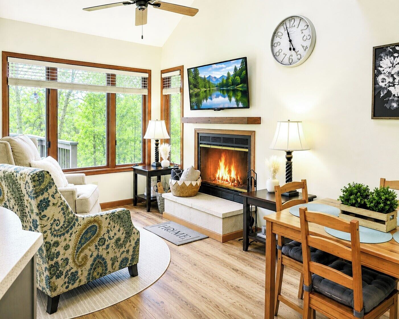 Smart TV, fireplace
