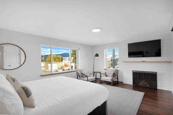 Mountain views and downtown views from the bedroom windows