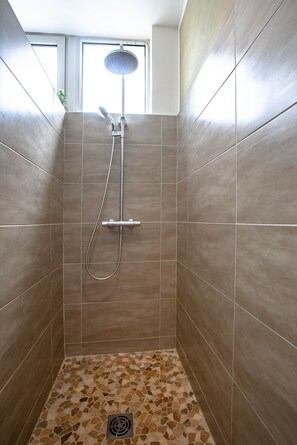 Regadera, amenidades de baño gratuitas, secadora de cabello, toallas 