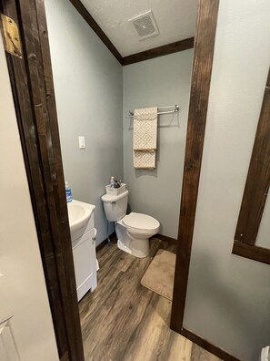 Badewanne, Handtücher, Seife, Toilettenpapier