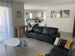 Smart TV, fireplace, DVD player, ping pong